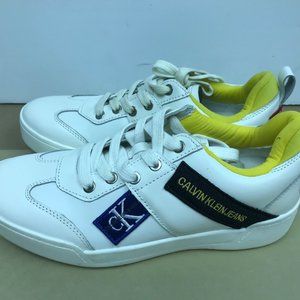 Calvin Klein Men's Norm Leather Sneakers BRIGHT White size 7